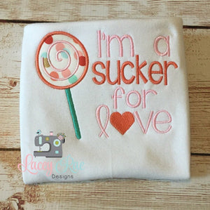 I'm a sucker for love, Monogrammed Valentines toddler and little girls shirt, custom personalized Valentines shirt