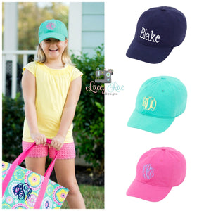Monogrammed Cotton Kids Hat/Cap with adjustable back,  personalized Kids cap, baseball cap, ball cap,