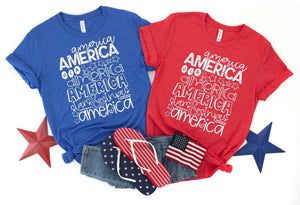 America America America , Patriotic shirt, youth or adult, 4th of July shirt