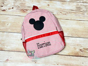 Mickey Mouse Red Seersucker Preschool Backpack