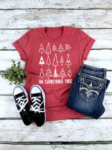 Oh Christmas Tree  Shirt, Tri-blend tee, crew or v-neck, Women's Christmas Tee, Christmas Graphic Tee