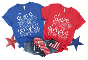 Stars and Stripes Forver, Patriotic shirt, youth or adult, 4th of July shirt